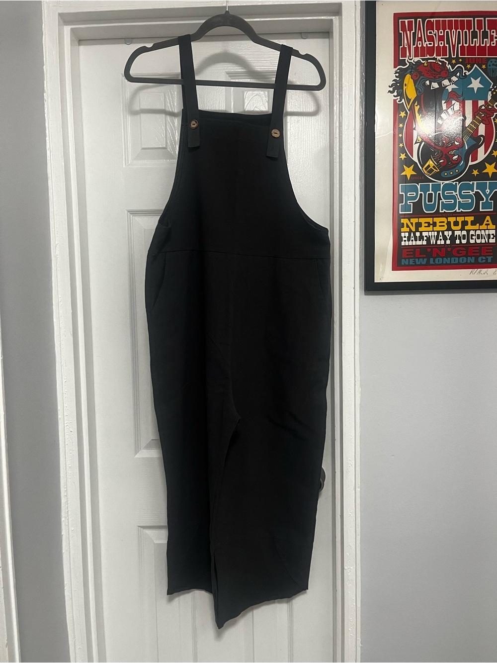 NWOT Linen Dark Grey Wide-Leg Overalls